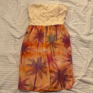 City triangles palm tree print dress